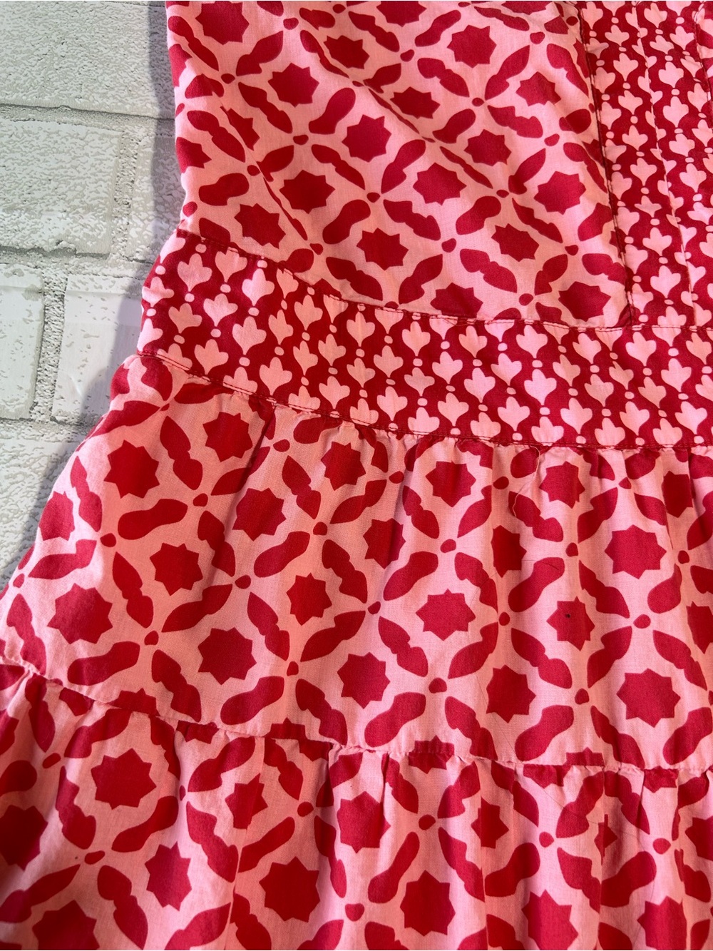 Vineyard Vines Pink & Red Geometric V-Neck Dress Size Small Preppy Vacation - Picture 4 of 10